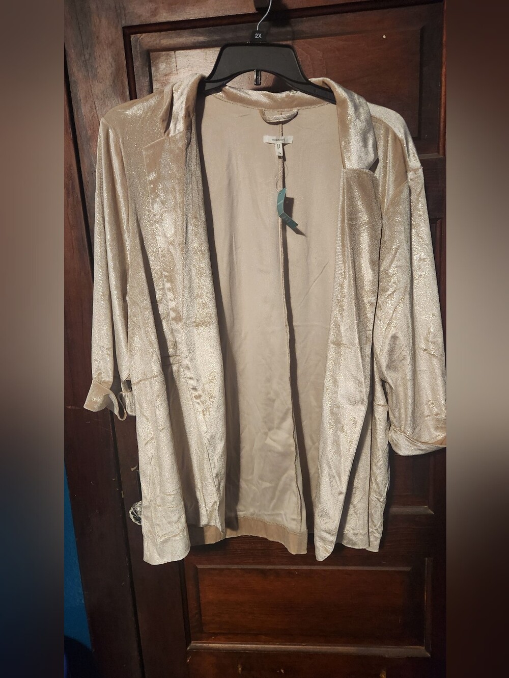 Maurices Shimmery Champagne Open-Front Jacket/ Cardigan